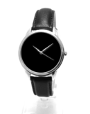 Black Hole minimalist void no indication dial quartz watches just black dial black leather band | Men gift watches for friend