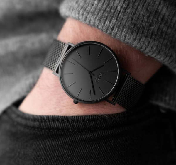 Minimalist Men's Watch Matte Black Eclipse | Wrist Watch (Mesh Band) - By Venici Times