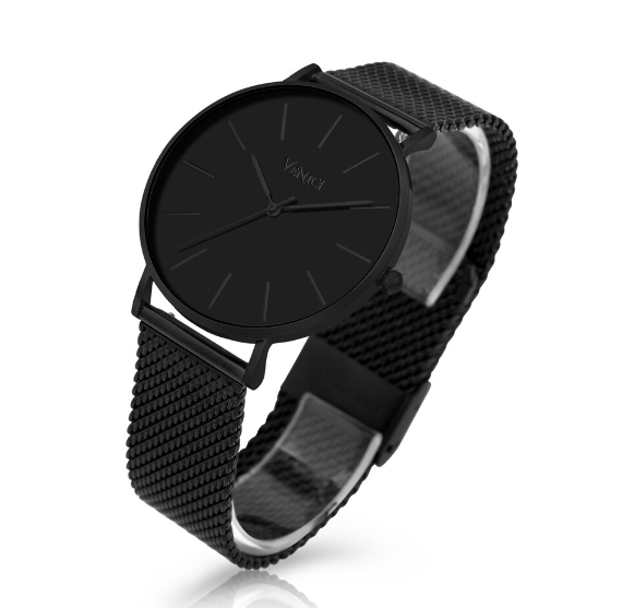 Minimalist Men's Watch Matte Black Eclipse | Wrist Watch (Mesh Band) - By Venici Times