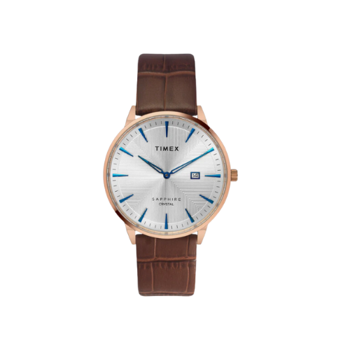 Timex Fashion Men's Silver Dial Round Case 2 Hands+Date Function Watch