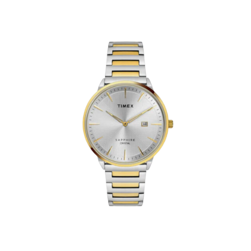 Timex Fashion Men's Silver Dial Round Case 2 Hands+Date Function Watch