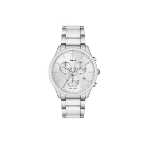 Timex Fashion Men's Silver Dial Round Case Chronograph Function Watch
