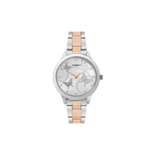 Timex Fashion Women's Silver Dial Round Case 3 Hands Function Watch