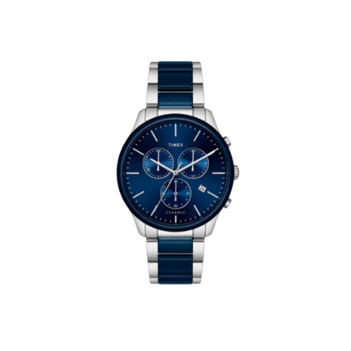 Timex Fashion Men's Blue Dial Round Case Chronograph Function Watch