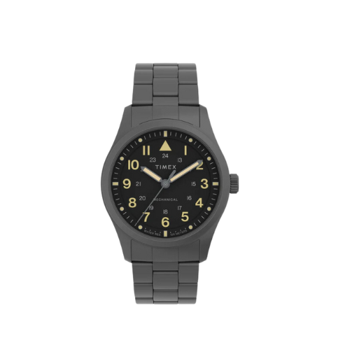 Timex Men Black Round Stainless Steel Dial Analog Watch