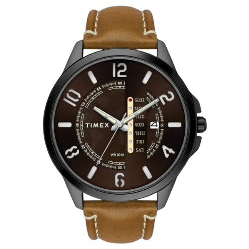 Timex Fashion Men's Brown Dial Round Case Day Date Function Watch