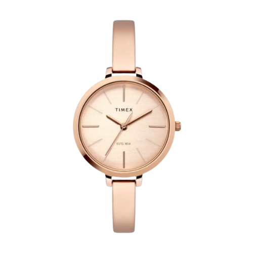 Timex Fashion Women's Rose Gold Dial Round Case 3 Hands Function Watch