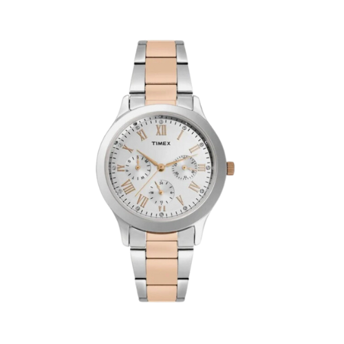 Timex Fashion Women's Silver Dial Round Case Multifunction Function Watch