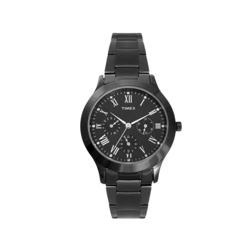 Timex Fashion Women's Black Dial Round Case Multifunction Function Watch