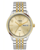 Timex Classics Men's Champagne Dial Round Case Day Date Function Watch
