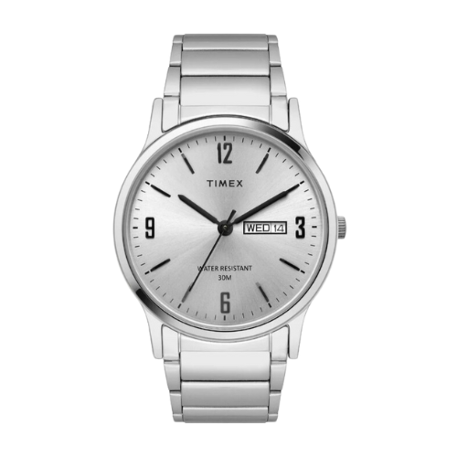 Timex Classics Men's Mechanical Automatic Wind Silver Dial Round Case Day Date Function Watch