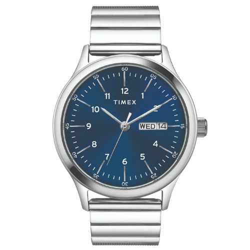 Timex Fashion Men's Blue Dial Round Case Day Date Function Watch