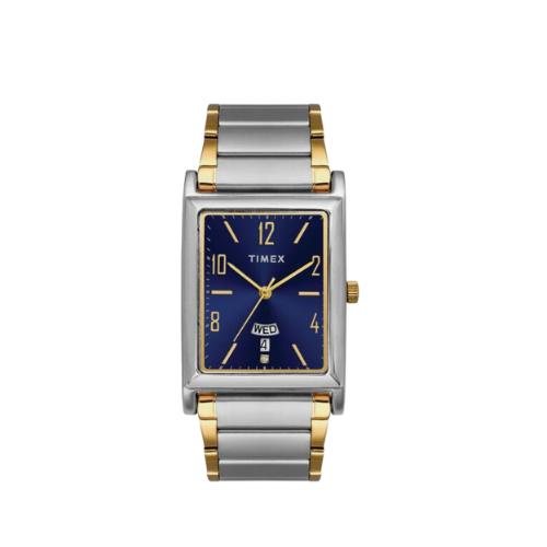 Timex Classics Men's Quartz Analog Blue Dial Rectangle Case Day Date Function Watch