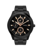 Timex Men Black Round Brass Dial Analog Watch