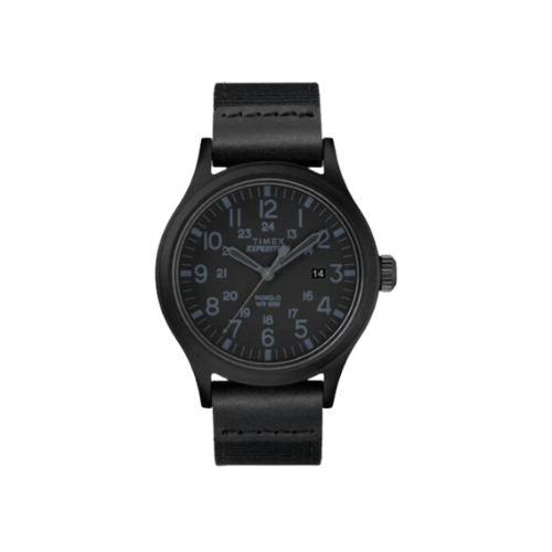 Timex Men Black Round Brass Dial Analog Watch