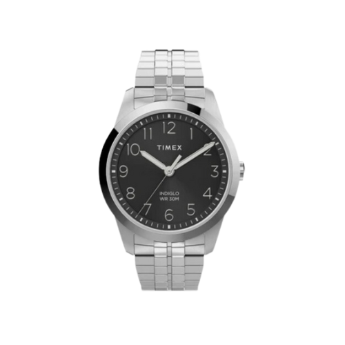 Timex Men Black Round Brass Dial Analog Watch
