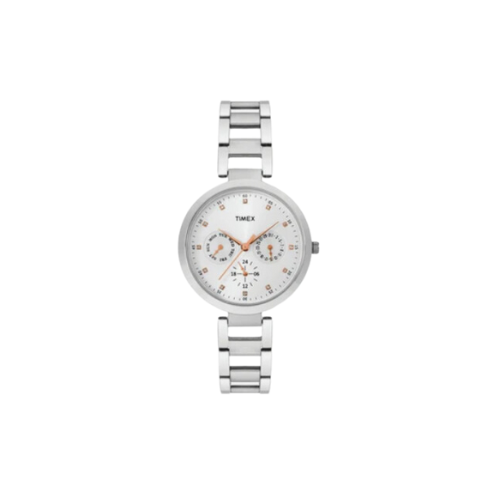 Timex Fashion Women's Silver Dial Round Case Multifunction Function Watch