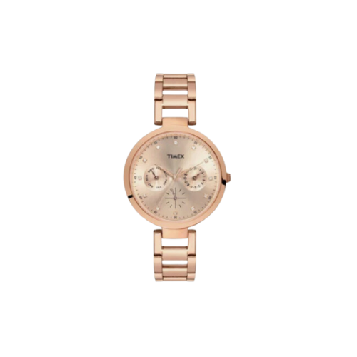 Timex Fashion Women's Rose Gold Dial Round Case Multifunction Function Watch