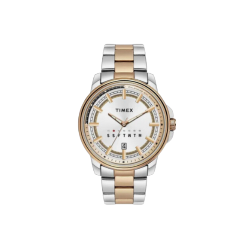 Timex Fashion Men's Silver Dial Round Case Day Date Function Watch