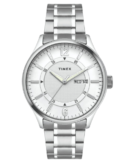 Timex Fashion Men's White Dial Round Case Day Date Function Watch