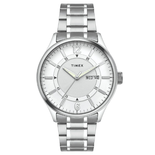 Timex Fashion Men's White Dial Round Case Day Date Function Watch