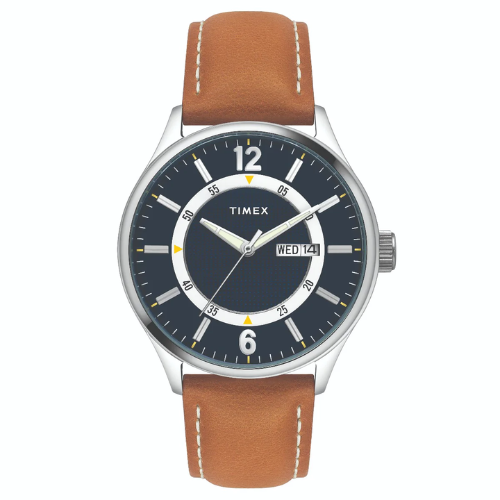 Timex Fashion Men's Blue Dial Round Case Day Date Function Watch