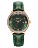 Titan Bright Leathers Green Dial Analog