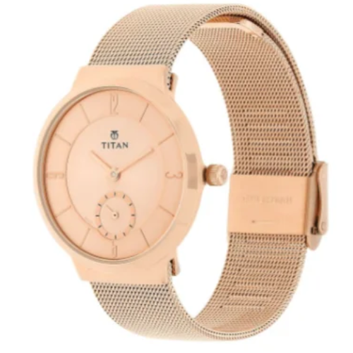 Titan Quartz Analog Rose Gold Dial Stainless Steel Strap Watch for Women 2 titan-quartz-analog-watch-2