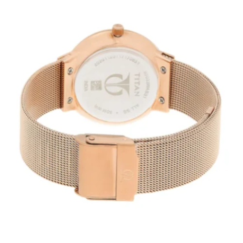 Titan Quartz Analog Rose Gold Dial Stainless Steel Strap Watch for Women 4 titan-quartz-analog-watch-2