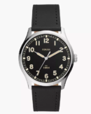 Dayliner Three-Hand Black Leather Watch