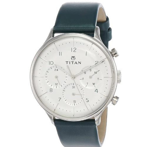 Titan Silver White Dial Analog Watch For Men