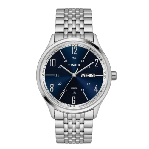 Timex Classics Men's Blue Dial Round Case Day Date Function Watch