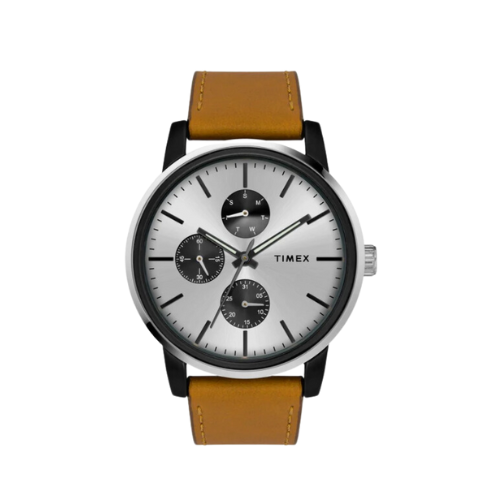 Timex Fashion Men's Silver Dial Round Case Multifunction Function Watch