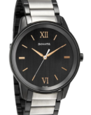 Sonata Quartz Analog Black Dial