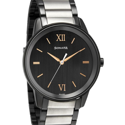 Sonata Quartz Analog Black Dial