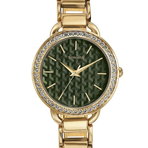 Sonata Wedding Bling Quartz Analog Green Dial