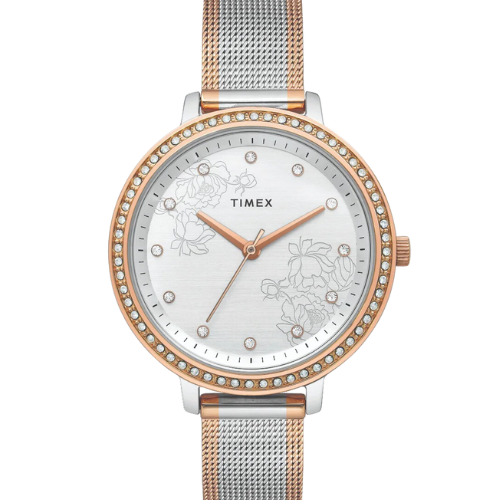 Timex Fashion Women's Silver Dial Round Case 3 Hands Function Watch