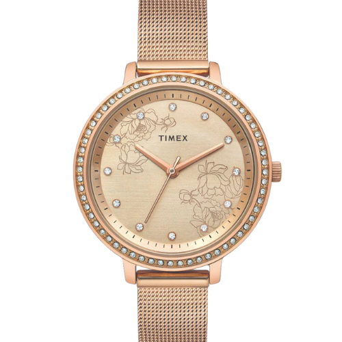 Timex Fashion Women's Rose Gold Dial Round Case 3 Hands Function Watch