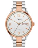 Timex Men Analog Silver Round Brass Dial Watch