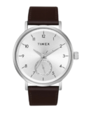 Timex Men Analog Silver Round Brass Dial Watch