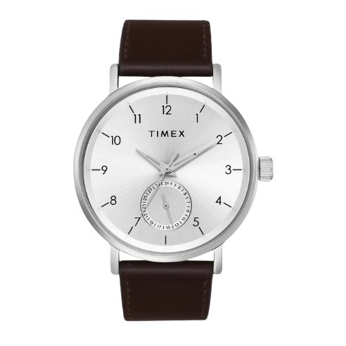 Timex Men Analog Silver Round Brass Dial Watch