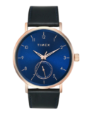 Timex Men Analog Blue Round Brass Dial Watch
