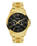 Timex Men Analog Black Round Brass Dial Watch