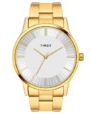 Timex Men Analog Silver Round Brass Dial Watch