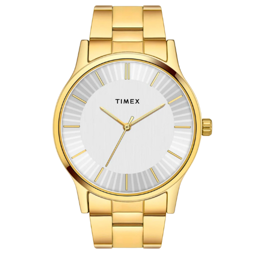 Timex Men Analog Silver Round Brass Dial Watch