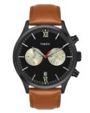 Timex Fashion Men's Black Dial Round Case Dual Time Function Watch