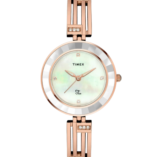 Timex Fria Women Off White Round Analog Watch
