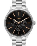 Timex Fashion Men's Black Dial Round Case Multifunction Function Watch