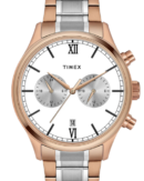 Timex Fashion Men's Silver Dial Round Case Dual Time Function Watch
