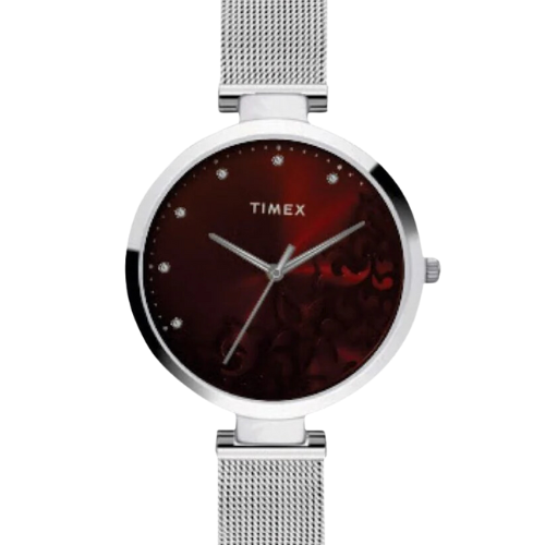 Timex Fashion Women's Red Dial Round Case 3 Hands Function Watch